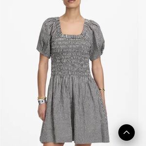 Madewell Gingham Smocked Mini Dress